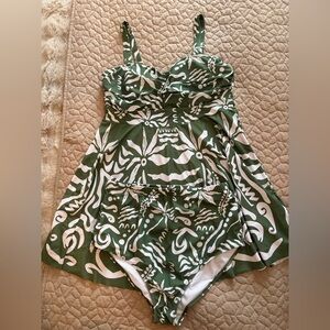 BloomChic Olive and White Swimdress